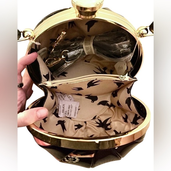 Floral and Gold Globe Statement Handbag - Picture 3 of 3